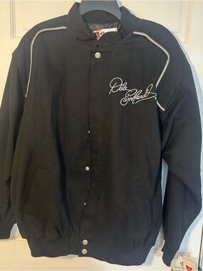 Chase Authentics Black Bomber Jacket with White Script